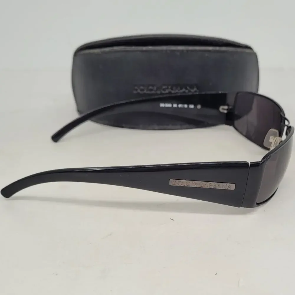 Dolce & Gabbana DG834S‎ Black Acrylic Wrap Rimmed Logo Sunglasses